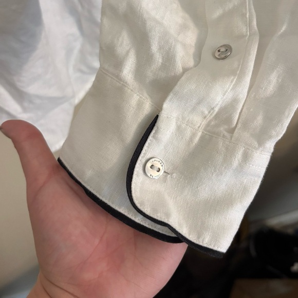 Lauren Ralph Lauren White Linen Button Up Shirt 2X - Picture 4 of 5